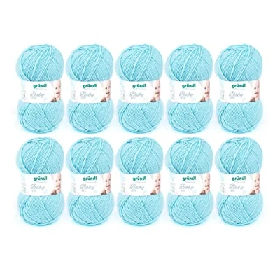 Imagen de Gründl Baby Uni Hilo de calceta/Ganchillo (Resistente y fácil Cuidado, compuesta por un 70% poliacrílico 30% Poliamida, 50 g / 150 m, tamaño Aguja: 3,5 4,5, 10 x g)