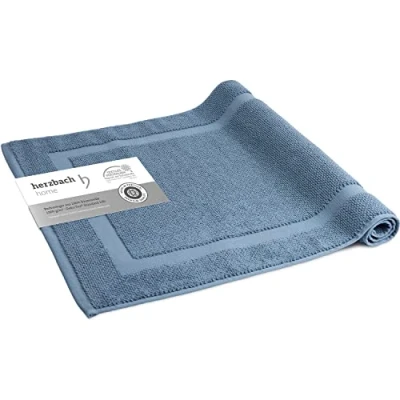 Imagen de herzbach home Alfombra de baño 100% algodón Alfombrilla Ducha 1000 g/m² Absorbente Lavable (Azul 60x100cm)