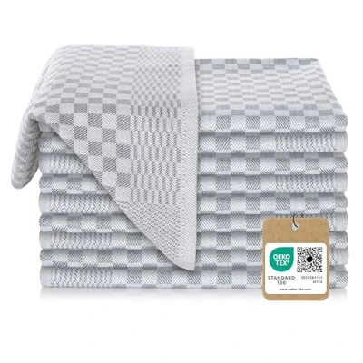 Imagen de Vaily paños de cocina premium, paquete 10 unidades, secos 100 % algodón, muy absorbentes, certificado Öko Tex, 70 x 45 cm, color gris, 30121