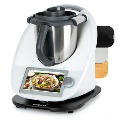 Imagen de PUERSI Tabla Deslizante para Thermomix TM6/TM5, 2ª Generación, Base con Ruedas, Soporte Bimby (Blanco)