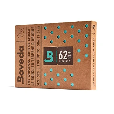 Imagen de Boveda Bolsitas para almacenar remedios naturales Control doble de la humedad 62% HR Tamaño 320 un máximo 2,5 kg Previene pérdida terpenos Pack 1