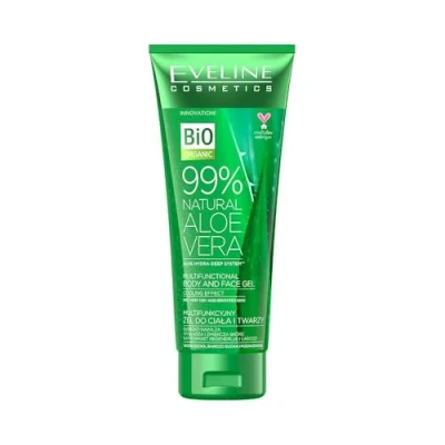 Imagen de Eveline Cosmetics 99% Natural Aloe Vera Gel multifuncional para rostro y cuerpo piel seca e irritada 250ml Efecto calmante, regenerador refrescante Cuidado diario de la