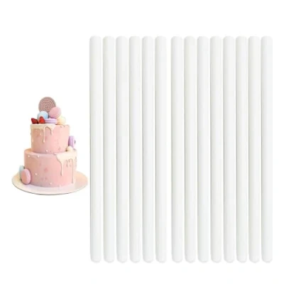 Imagen de AMANDELIZABE 14 soportes para tartas, 30 cm, reutilizables, de dos pisos, barras tacos tartas varios apilamiento pasteles