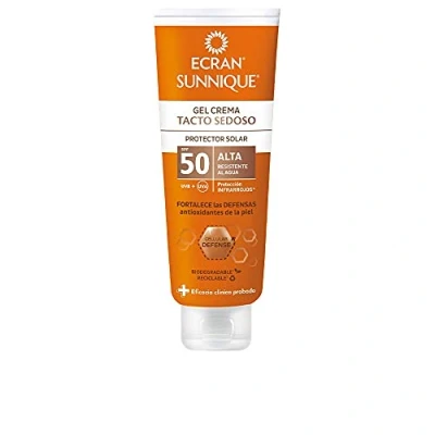 Imagen de Ecran Sunnique Gel Crema Protector Solar FPS 50 Tacto Sedoso, Protección UVB + UVA e IR A, Refuerza las Defensas, Protege la Piel, Hidratación 24 h, Fórmula con VitEox 80 250 ml