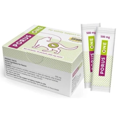Imagen de Porus ONE Paquete doble 2 x 30 500 mg Suplemento Para gatos con problemas renales que las toxinas urémicas no vayan a los riñones