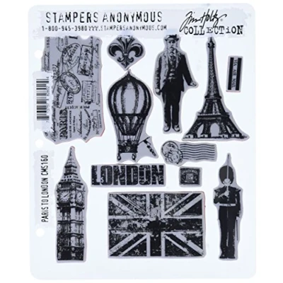 Imagen de Tim Holtz Large Cling Rubber Stamp Set Paris To London