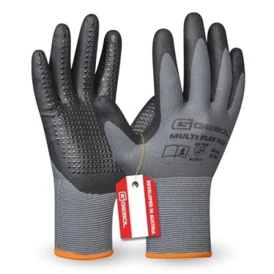 Imagen de Gebol Multi Flex Eco Guantes de trabajo con puntos nitrilo Para un agarre seguro Hombre Talla L (Gr 9) Gris 1 par