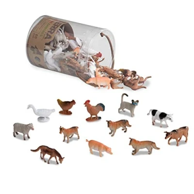 Imagen de Terra 60 piezas de figuras animales colección granja juego juguetes vacas, cerdos, pollos, gansos, cabras, gatos y más 3 años edad