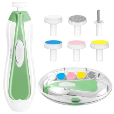 Imagen de Cortaúñas eléctrico 6 en 1, lima de uñas para bebé, kit aseo bebés, recién nacidos o adultos (verde)