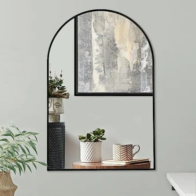 Imagen de Americanflat Espejo arqueado Enmarcado de 20 x 30 Pulgadas, Pared Negro para baño, Entrada, Sala Estar, Dormitorio, Arco Curvado (MIRARC1929BLK)