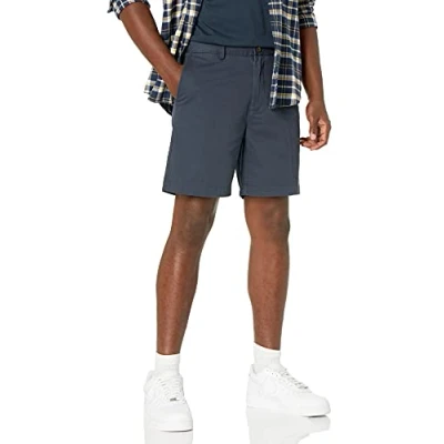Imagen de Amazon Essentials Pantalones Cortos Chinos de Corte Ajustado con Pernera 18 cm Hombre, Azul Marino, 32W