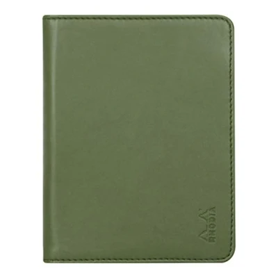 Imagen de Clairefontaine ES RHODIA 212003C Libreta portadocumentos Rhodiarama n 12 salvia para bloc de notas o cuadernos formato B7 (8,5 x cm) piel italiana Premium Colección