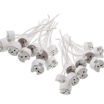 Imagen de JZK 20 portalámparas de cerámica G4 GU5.3 MR11 MR16 con cables silicona 10 cm para bombilla foco halógeno / LED/CFL