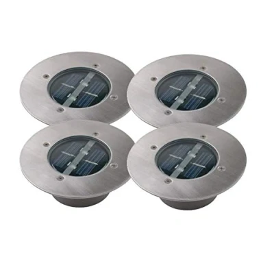 Imagen de Juego de 4 LED Solar Foco suelo Lugo, alrededor, Acero inoxidable, Vidrio, IP44; 5000.197
