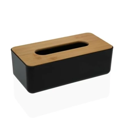 Imagen de Versa Caja para pañuelos Bambú Polipropileno 13,1 x 8,6 26,1 cm Negro