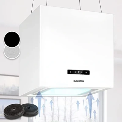 Imagen de Klarstein Campana Isla Cocina, Extractor para Islas, Techo con Flujo de Aire 595m3/h y Temporizador, Extractora Regulable, Humos 3 Modos Control App