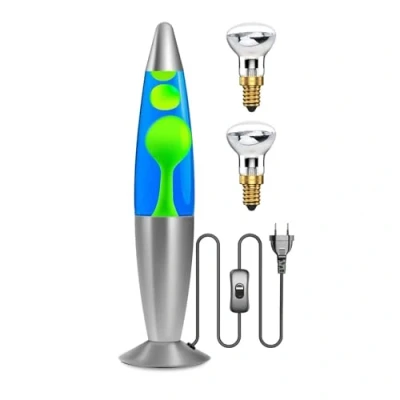 Imagen de Lamptobe Lampara Azul y Verde Clásica Lámpara de lava retro, 1,85 Metros Cable, Luz Decorativa Dormitorio Estado ánimo decorativa, con Bombilla 2 x R39 25w e14