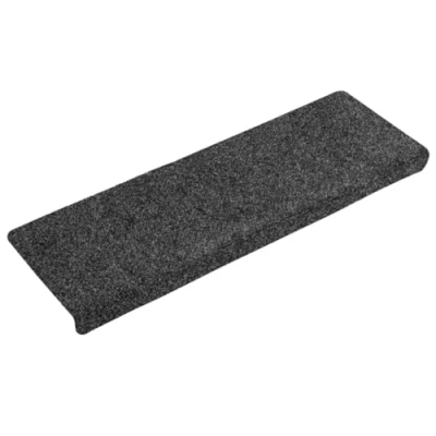 Imagen de vidaXL Alfombrilla de Escaleras 15 uds, Alfombra Antideslizante, Protector Peldaño, Autoadhesiva, Tela Punzonada Gris 65x21x4 cm