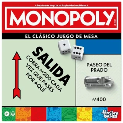 Imagen de Monopoly Juego de Mesa clásico con Bandeja Almacenamiento y peones Grandes Versión en español