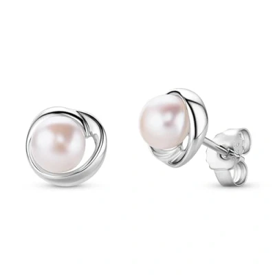 Imagen de Miore Pendientes Mujer de Plata Ley 925, Aretes Botón Clásicos con Perlas Agua Dulce Blancas 6 mm, Joyería Joyego
