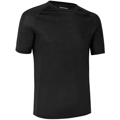 Imagen de GripGrab Merino Wool Polyfibre Short Sleeve Cycling Base Layer Thermal Bicycle Hiking Under Shirt Black and Navy Blue Camisetas Interiores Ciclismo, Unisex Adult, Negro, M