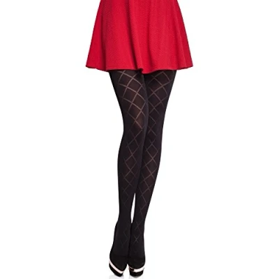 Imagen de Merry Style Medias Opacas para mujeres con Estampado Pantys dibujos Lencería liguero Sexy Mujer MS 328 60 DEN (Blanco, L)