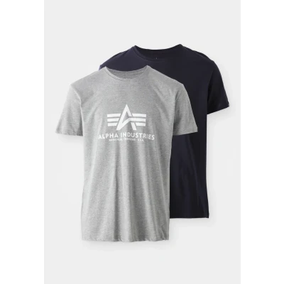Imagen de Alpha Industries 2 PACK Camiseta estampada, Hombre, Talla: Small, Grey heat rep blue