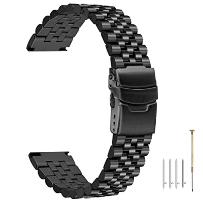 Imagen de Kai Tian Super 3D Pulsera de reloj 20mm Liberación rápida Reemplazo correa ingeniero Tornillo Fijo Correas negras con hebilla plegable