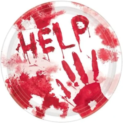 Imagen de amscan 9902243 66 Bloody Good Time Juego de 8 platos redondos papel (23 cm), varios
