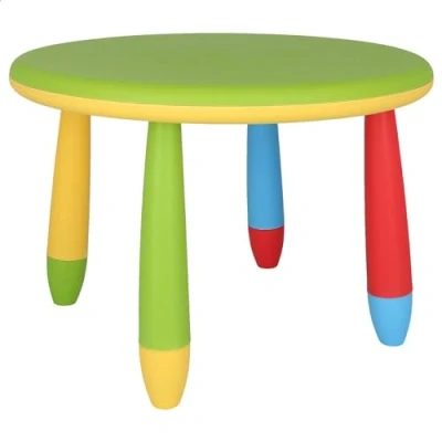 Imagen de Aranaz Mesita Infantil Redonda Multifuncional Diseño Moderno Para Niños Fabricada en Plástico Jardín o Terraza Resistente Verde 30 x 15 48 cm