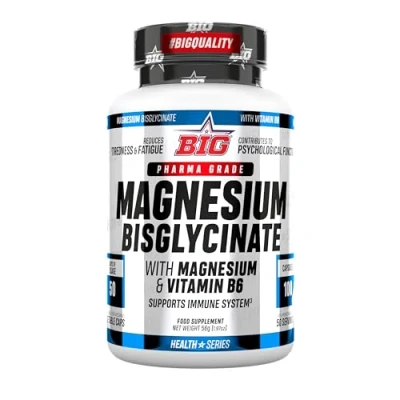 Imagen de Magnesio Bisglicinato 100% Quelado con Vitamina B6 Ideal para Relajación Muscular Mejora del Sueño, Previene cansancio y Calambres Sin Efectos Laxantes 100 Cápsulas Veganas