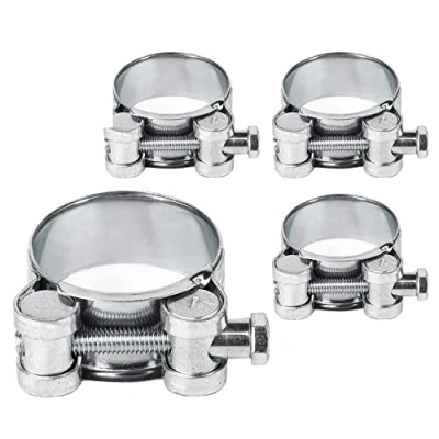 Imagen de SKIR&#039;CO Paquete de 4 abrazaderas manguera reforzadas 26 a 28 mm, acero galvanizado, tubo ajustable y abrazadera (4 piezas)