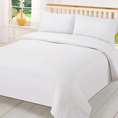 Imagen de Brentfords Juego de Funda edredón y Fundas Almohada para Cama Doble, Color Blanco