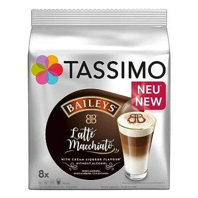 Imagen de Tassimo Cápsulas de Latte Macchiato con Baileys, Café aroma crema licor, leche, 8 unidades, 264 g