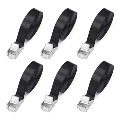 Imagen de Romon Cinchas de Amarre, 6 Piezas 1M Eslingas con Carraca, Amarre Pequeñas Rapido, Correa para Portabicicletas Motocicleta, Portaequipajes Coche, Surf, Bicicleta