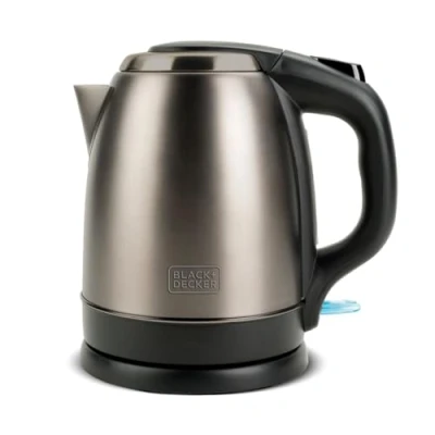 Imagen de BLACK+DECKER BXKE2202E Kettle. Hervidora de agua.2200W.1.2L. Base giratoria 360º apta para zurdos. Mango ergonómico. Apagado automático. Nivel agua visible. Botón apertura. Luz funcionamiento.