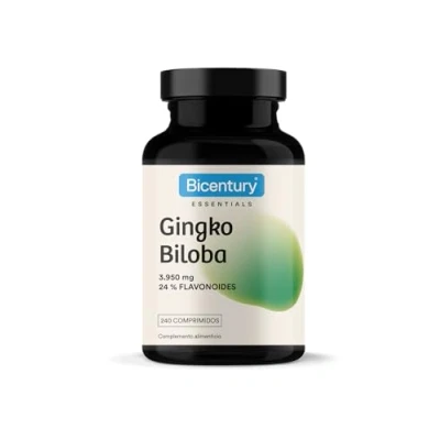 Imagen de Bicentury Ginkgo Biloba Extracto 50:1 Flavonas y Lactonas Terpénicas Apoya la Memoria Función Cognitiva 240 Comprimidos Sin Gluten, Lactosa, Vegano
