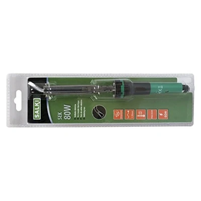 Imagen de SALKI Soldador Eléctrico SEK 80W ideal para electrónica Equipo de Soldadura Regulable con Temperatura Ajustable hasta 500ºC y Punta Curva, Uso Profesional Doméstico