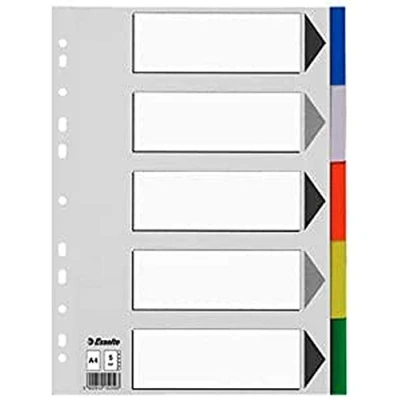 Imagen de Esselte Separadores de plástico, PP, Tamaño A4, Gama ECO, 5 pestañas, Multicolor, 11709