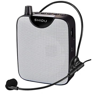 Imagen de Amplificador de Voz Portatil Shidu (10W) Amplificar la con micrófono 15W batería Recargable Amplificadores micrófonos para Profesores,guías turísticos, Entrenadores Deportivos, presentadore