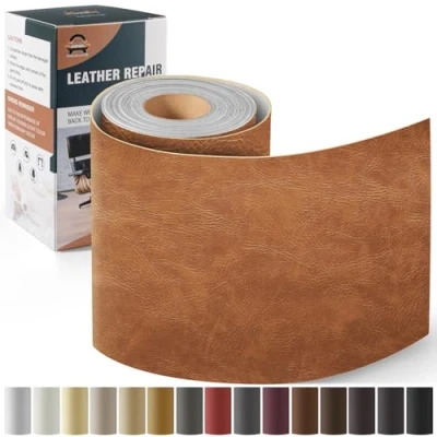 Imagen de Kit de Reparación Cuero para Muebles, Parche Autoadhesivo 10x160 cm Adhesivo Tapizar Asientos Automóviles, Sofás, Sofás Sillas Nuevo Marrón