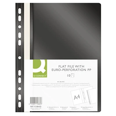 Imagen de Q CONNECT KF15662 Carpetas de plástico (tamaño A4, 10 unidades), color negro