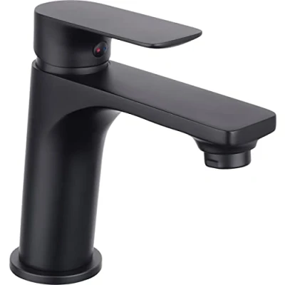 Imagen de Cornat NERS1 Noir Grifo Monomando para Lavabo (latón Negro Mate, fijación sin Esfuerzo, válvula de Drenaje presión), Color