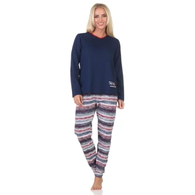 Imagen de Normann Pijama de manga larga para mujer con un bonito aspecto, azul marino, 42 44