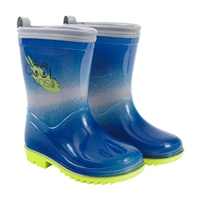 Imagen de Calzado de Agua Niños Azul Degradado y Verde Botas Impermeables para Infantes 5 Tallas Botitas Niño Lluvia PVC Borde Reflectante Suela Antideslizante Flexible (Azul Verde, Numeric_22)