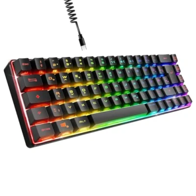 Imagen de EMPIRE GAMING K208 Teclado compacto con Cable TKL (DE QWERTZ) 69 teclas RGB USB tipo C extraíble Plug &amp; Play PC/PS4/PS5/Xbox 23 anti ghosting (negro)