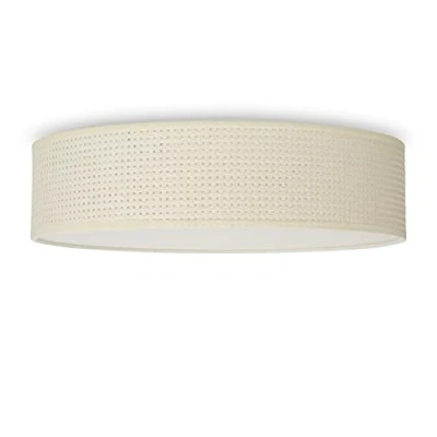 Imagen de Smartwares IDE 60060 Lámpara de techo, pantalla tela 40 cm diámetro, tres apliques con casquillos E14, compatible bombillas hasta W, Iluminación Interior, IP20, Ratán