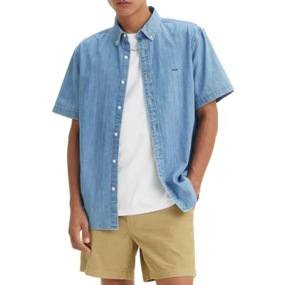 Imagen de Levi&#039;s SS Authentic Button Down Camisa Abotonada, Eli Medium Blue Wash, XS para Hombre