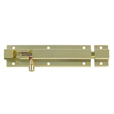 Imagen de Amig Pasador De Sobreponer para Puertas Mod.501 Pestillo Seguridad Cierre Horizontal o Vertical Aluminio con Acabado Dorado Medidas: 100 x 40 mm Incluye Tirafondos