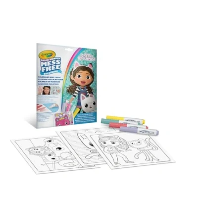 Imagen de CRAYOLA Color Wonder, Juego para Colorear con 18 Páginas y 4 Rotuladores Sin Manchas, tema: la Casa de Muñecas Gabby, Actividad Creativa Niños, edad 3, 5 años, 75 2861